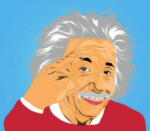 Einstein image in blue background