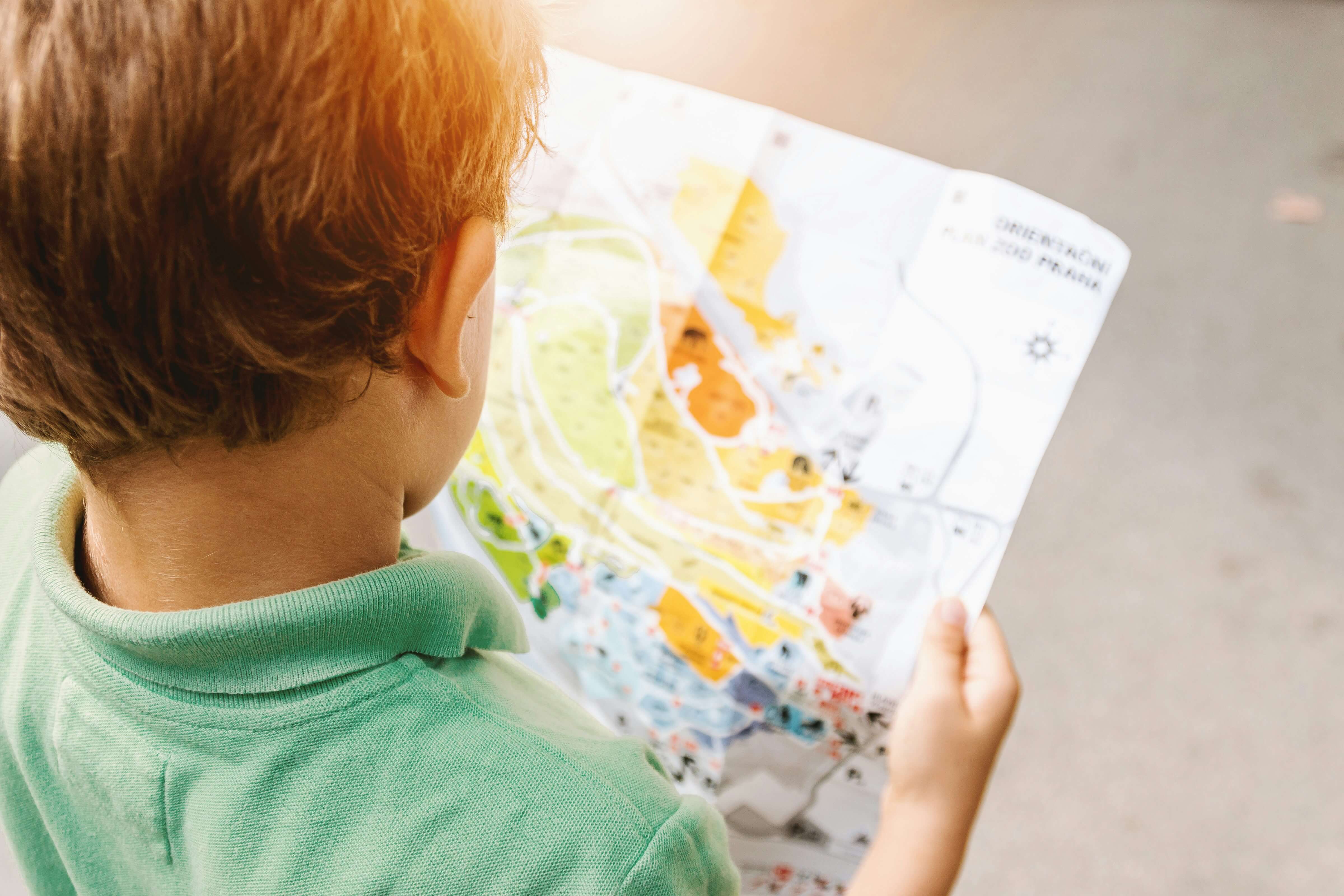 Image of a child looking a map